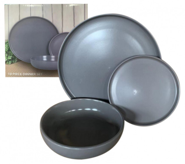 427-00 Набір обідній 12пр. Matte (тарілка-25см, тарілка-20см, миска-820мл) (варіант) - фото