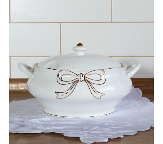 4289 Супник з ручками Білий Бант - фото 1