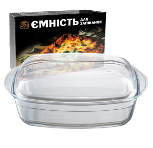 50015-01 Ємність для запікання прямокутна з кришкою та ручками 31,5*19*8,5см  3,5л - фото