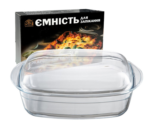 50015-01 Ємність для запікання прямокутна з кришкою та ручками 31,5*19*8,5см  3,5л - фото