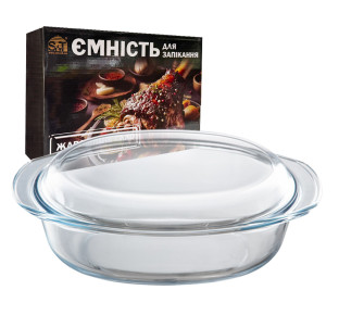 50017-01 Ємність для запікання овальна з кришкою та ручками 32*23*9см   3,5л - фото