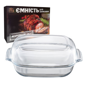 50018-01 Ємність для запікання прямокутна з кришкою та ручками 34*23*9см  5,7л - фото