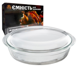 50019-01 Ємність для запікання овальна з кришкою та ручками 32*20*10см 4л - фото