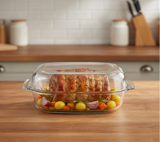 50018-01 Ємність для запікання прямокутна з кришкою та ручками 34*23*9см  5,7л - фото 1