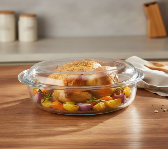 50019-01 Ємність для запікання овальна з кришкою та ручками 32*20*10см 4л - фото 1