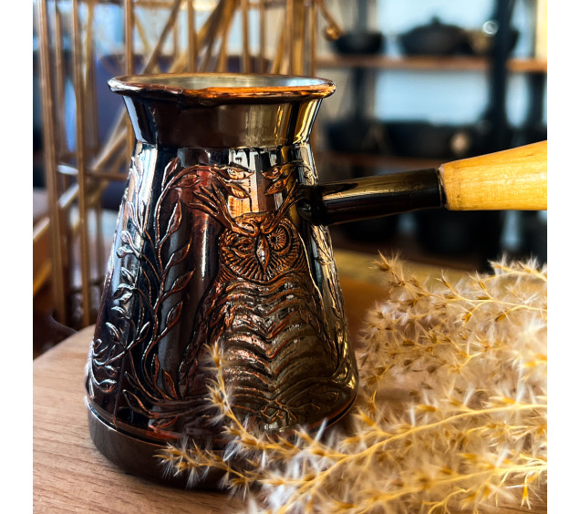 50093 Турка мідна Сова 200мл чорний нікель - фото 1