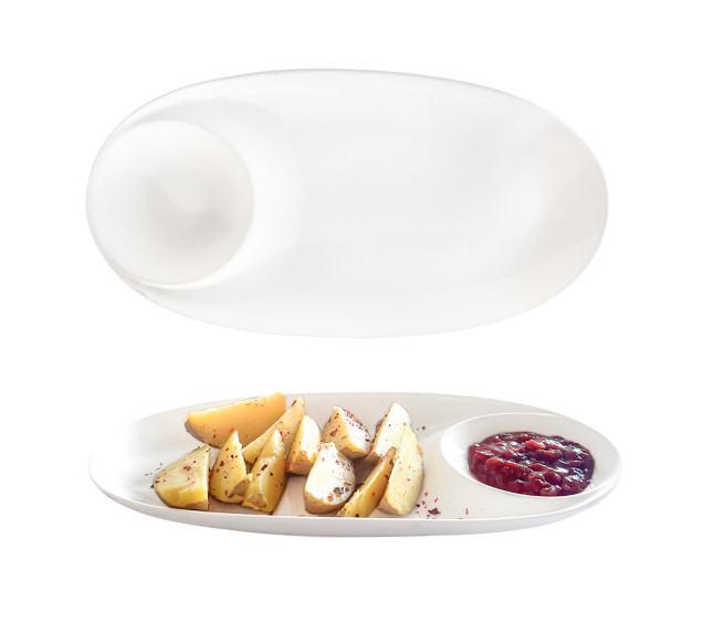 503599 Блюдо овальне з соусницею 13' - фото