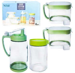 6060-04 Набір ємностей Classic (пляшка для олії-550мл, ємність-600мл, ємність-2 шт-450мл) - фото