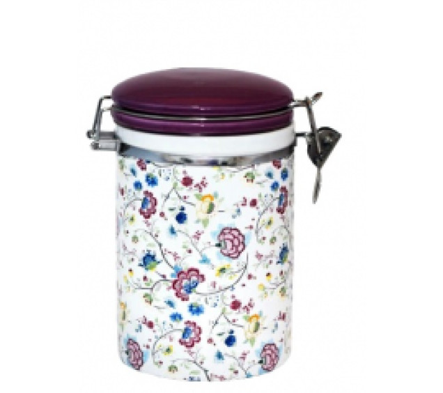 629-10/1 Ємність для сипучих продуктів 0,75л "Квітковий шовк" (d-9,5см, h-11)(без подарункової уп) - фото