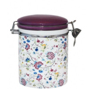 630-10/1 Ємність для сипучих продуктів 0,5л "Квітковий шовк" (h-10см, d-9,5см)(без подарункової уп) - фото
