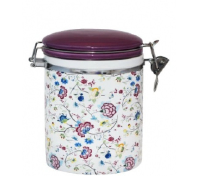 630-10/1 Ємність для сипучих продуктів 0,5л "Квітковий шовк" (h-10см, d-9,5см)(без подарункової уп) - фото