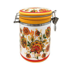 631-16/1 Ємність для сипучих продуктів 900мл. "Квітковий розпис" (d-10см, h-16)(без подарункової уп) - фото
