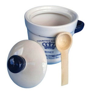 700-04-12/1 Банка для меду з дерев'яною ложкою "Імперія" (13*12см, об-м-450мл) (без подарункової уп) - фото