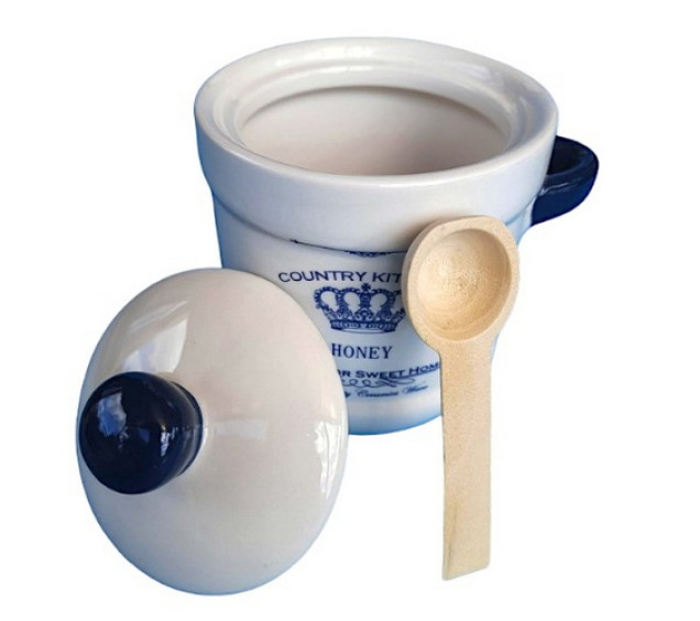 700-04-12/1 Банка для меду з дерев'яною ложкою "Імперія" (13*12см, об-м-450мл) (без подарункової уп) - фото