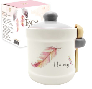 700-04-14 Банка для меду з дерев'яною ложкою "Флай" (13*12см, об-м-450мл) (36) - фото