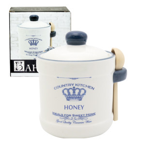 700-04-12 Банка для меду з дерев'яною ложкою "Імперія" (13*12см, об-м-450мл) (48) - фото