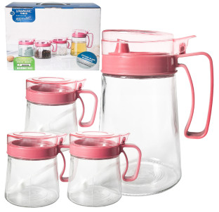 7012-00 Набір ємністей(пляшка для олії-500 мл;ємність 3 шт.*400 мл) - фото