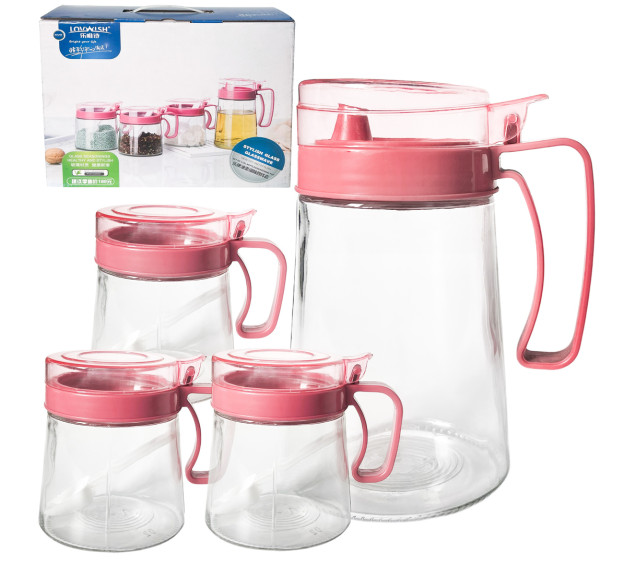 7012-00 Набір ємністей(пляшка для олії-500 мл;ємність 3 шт.*400 мл) - фото