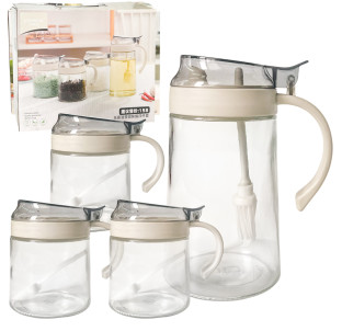 7012-02 Набір ємністей(пляшка для олії-500 мл;ємність 3 шт*400 мл) - фото