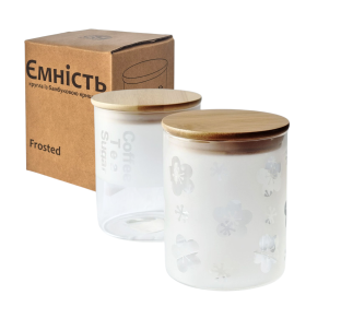 7029-14 Ємність кругла Frosted із бамбуковою кришкою 800 мл - фото