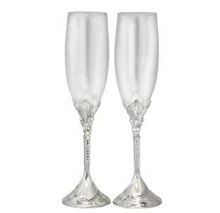 7047-14/У Набір келихів для шампанського Закохані серця 2шт 220мл(без упаковки) - фото