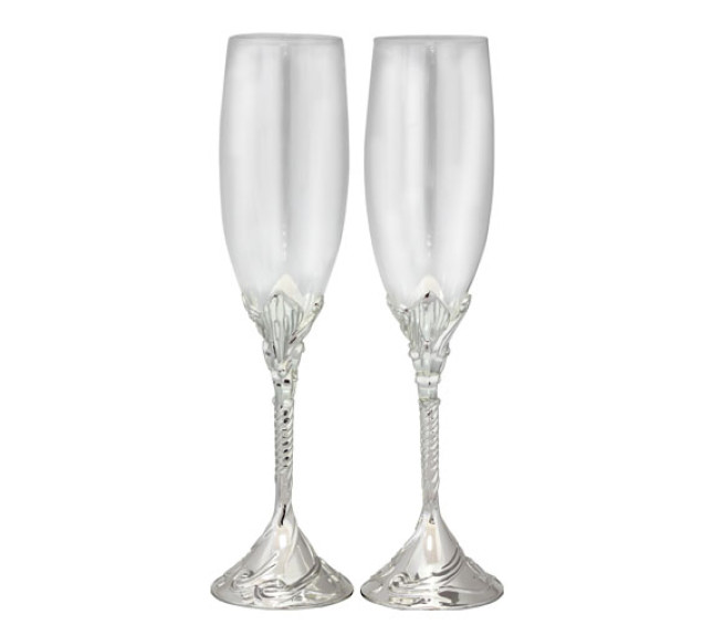 7047-14/У Набір келихів для шампанського Закохані серця 2шт 220мл(без упаковки) - фото