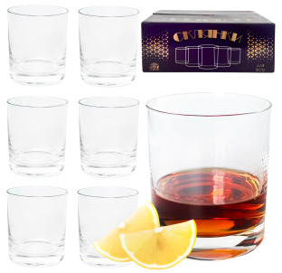 7051-22 Набір склянок для віскі 6шт, прозоре скло 300 мл - фото