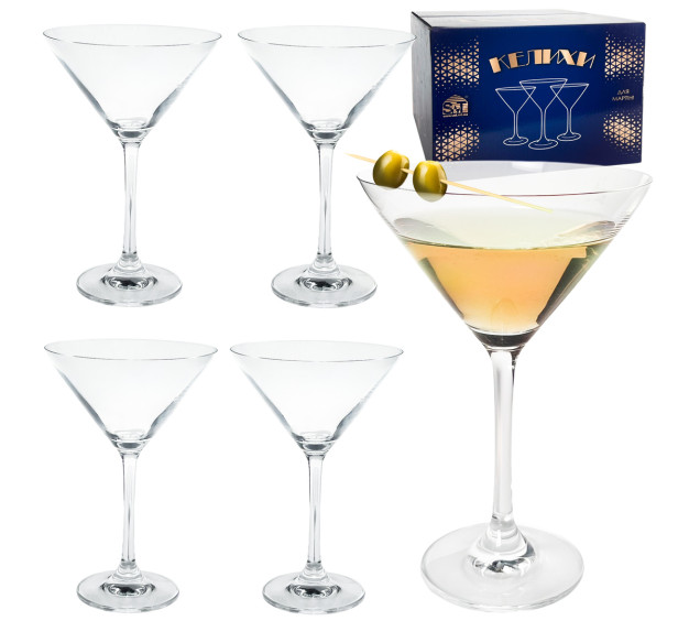 7051-24 Набір келихів для мартіні 4шт, прозоре скло 260 мл - фото