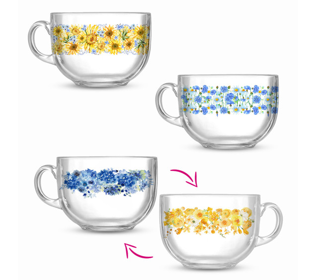 7375 Чашка Дужа "Жовто-блакитний мікс" 480мл - фото