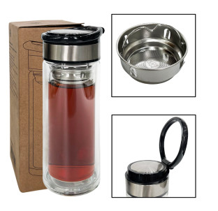 8013-1 Термос скляний з подвійною стінкою 390мл - фото