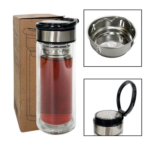 8013-1 Термос скляний з подвійною стінкою 390мл - фото