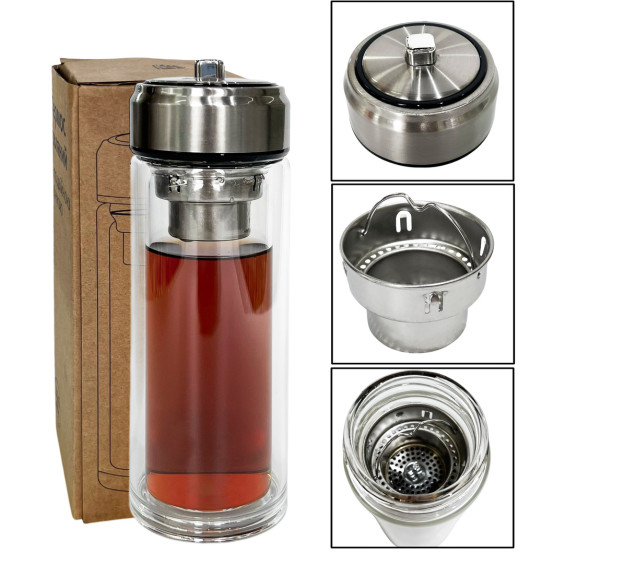 8013-3 Термос скляний з подвійною стінкою 320мл - фото