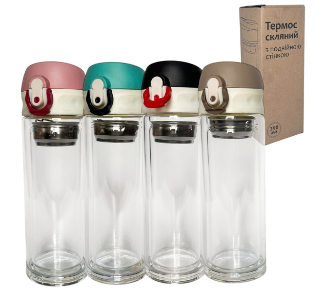 8013-5 Термос скляний з подвійною стінкою 380мл - фото