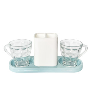 888-06-001 Набір 4пр Троянда(мильниця, підставка для зубних щіток, стакан, діспенсер для мила) - фото