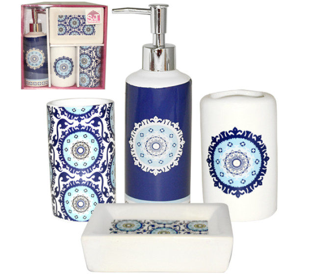 888-06-012 Набір 4пр Схід (мильниця, підставка для зубних щіток, стакан, діспенсер для мила) - фото