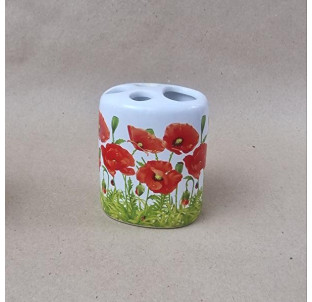 888-06-020/4 Підставка для зубних щіток Маки (без подарункової упаковки) - фото