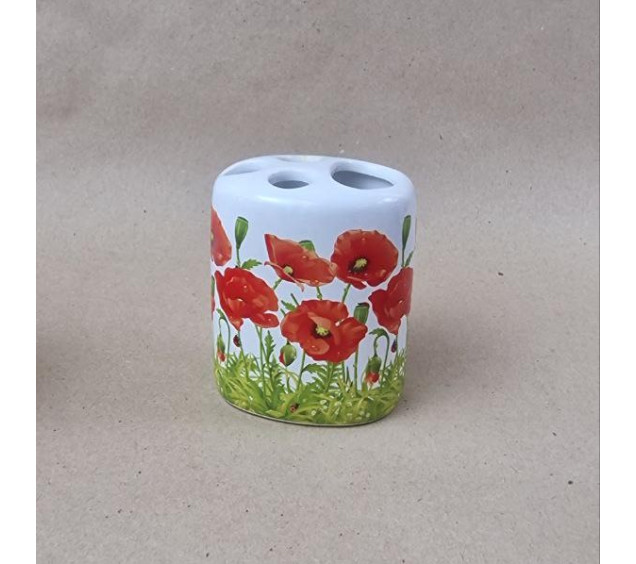 888-06-020/4 Підставка для зубних щіток Маки (без подарункової упаковки) - фото