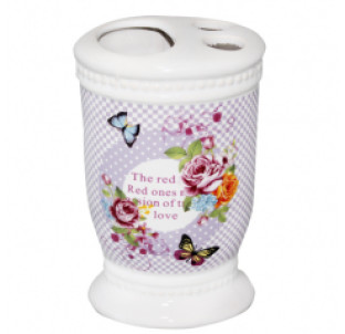 888-093 Підставка для зубних щіток Півонія 6,5х7,5х11,5 - фото