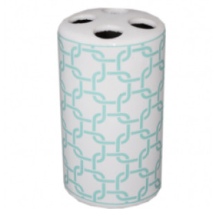 888-118 Підставка для зубних щіток Блакитна геометрія 6,5х11,5 см - фото