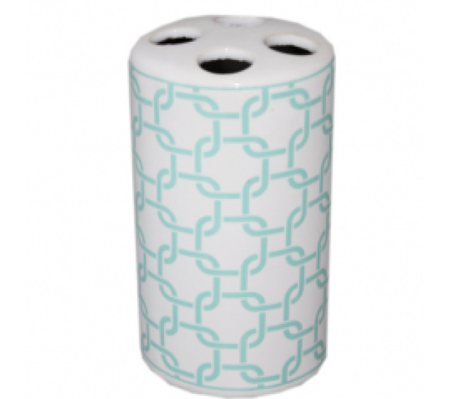 888-118 Підставка для зубних щіток Блакитна геометрія 6,5х11,5 см - фото