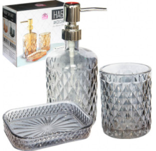 888-157 Набір аксесуарів для ванної кімнати Аргайл графіт, 3пр - фото