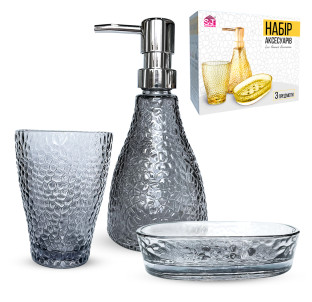 888-153 Набір аксесуарів для ванної кімнати Фьюжн графіт, 3пр - фото