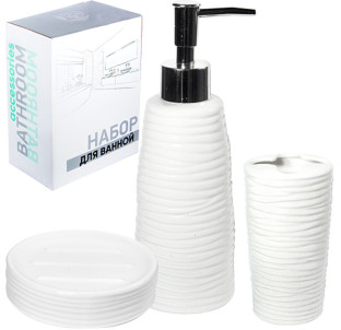 889-07-002 Набір 3пр (мильниця, підставка для зубних щіток, діспенсер для мила) - фото
