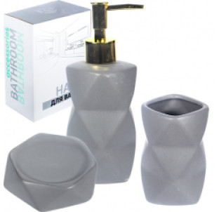 889-07-010 Набір 3пр (мильниця, підставка для зубних щіток, діспенсер для мила) - фото