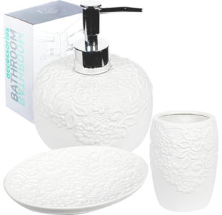 889-07-008 Набір 3пр (мильниця, підставка для зубних щіток, діспенсер для мила) - фото