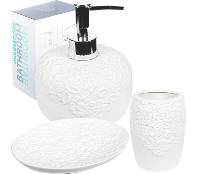 889-07-008 Набір 3пр (мильниця, підставка для зубних щіток, діспенсер для мила) - фото
