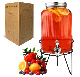 9036-2 Лимонадник Рельєф на мет.підставці 3,8 л - фото