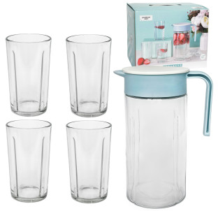 9043-01 Набір для соку (глечик-1 л, склянки 4 шт.-200 мл) - фото