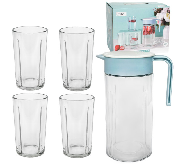 9043-01 Набір для соку (глечик-1 л, склянки 4 шт.-200 мл) - фото