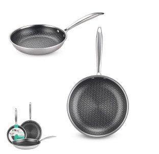 9090-24 Сковорода з антипригарним PFLUON покриттям із захисною насічкою 24см - фото